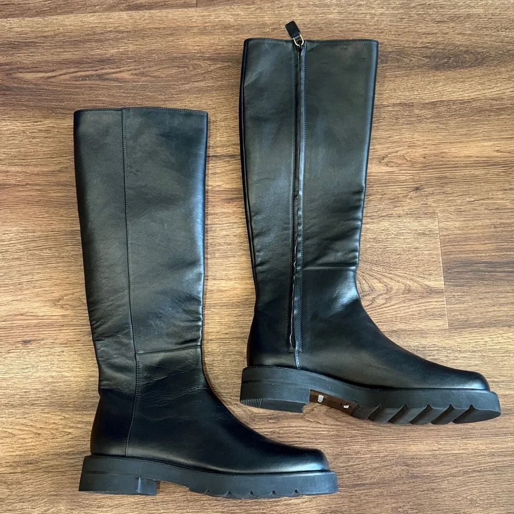 New Stuart Weitzman Mila Lift Leather Knee High Boots